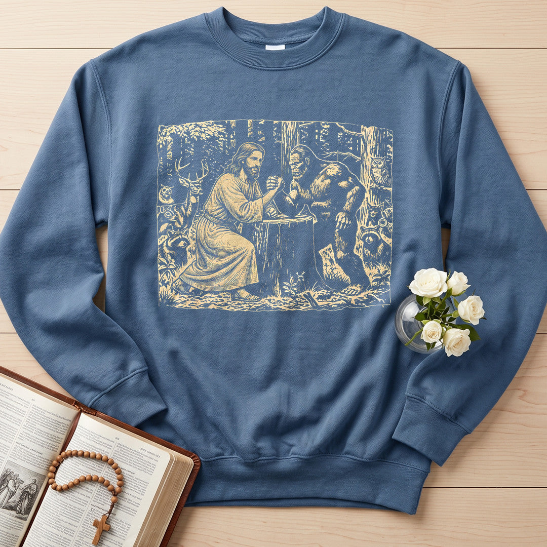Jesus And Bigfoot Arm Wrestling 01