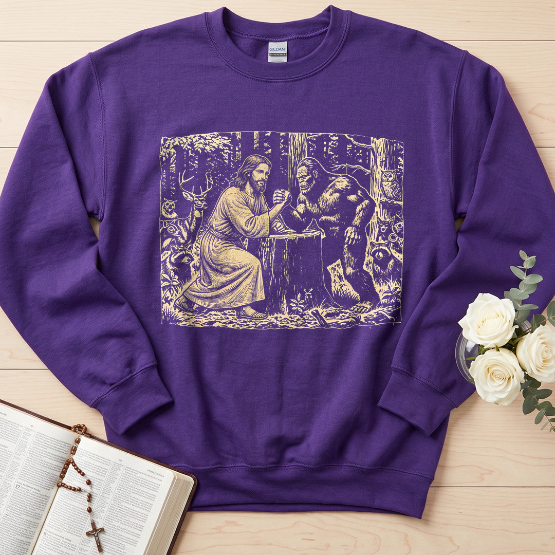 Jesus And Bigfoot Arm Wrestling 01