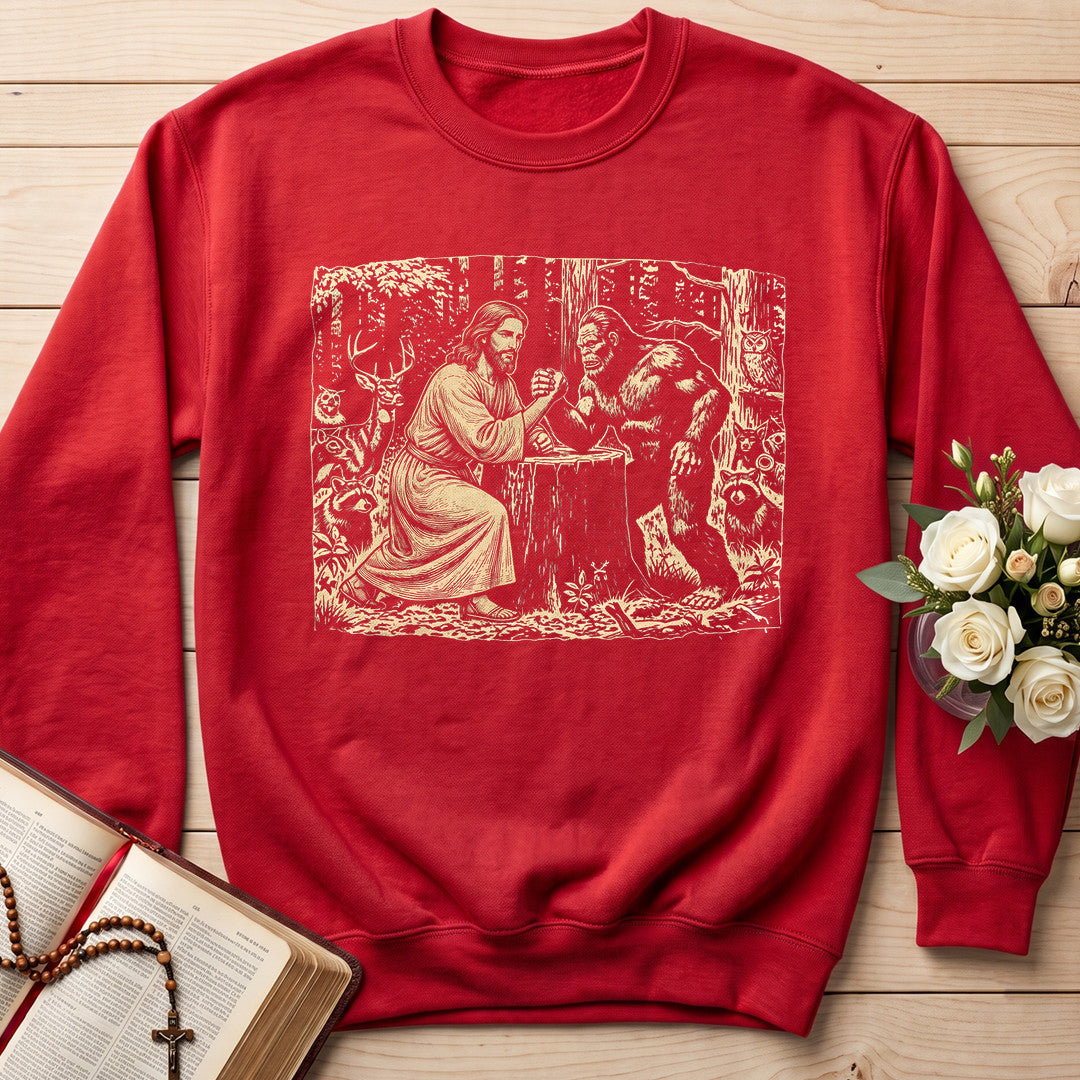 Jesus And Bigfoot Arm Wrestling 01