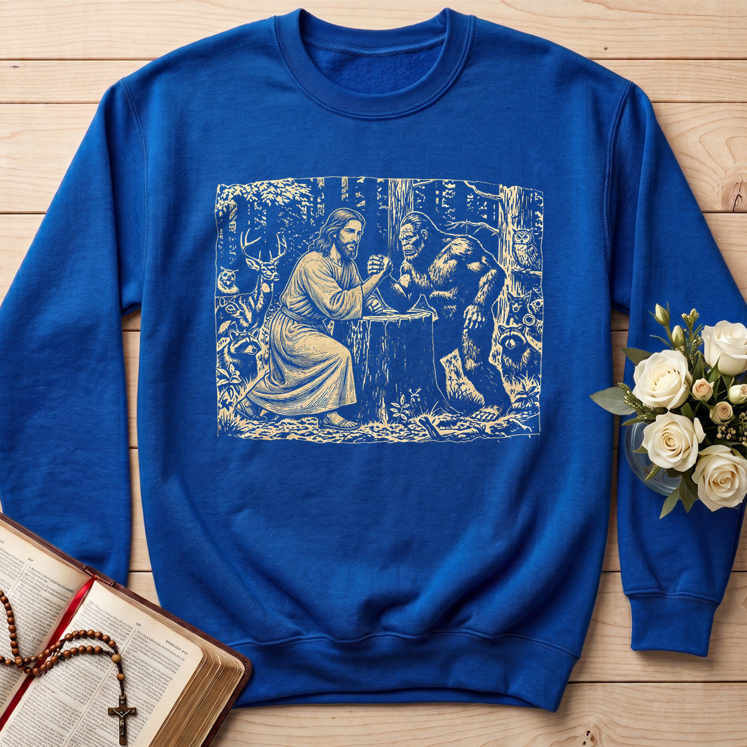 Jesus And Bigfoot Arm Wrestling 01