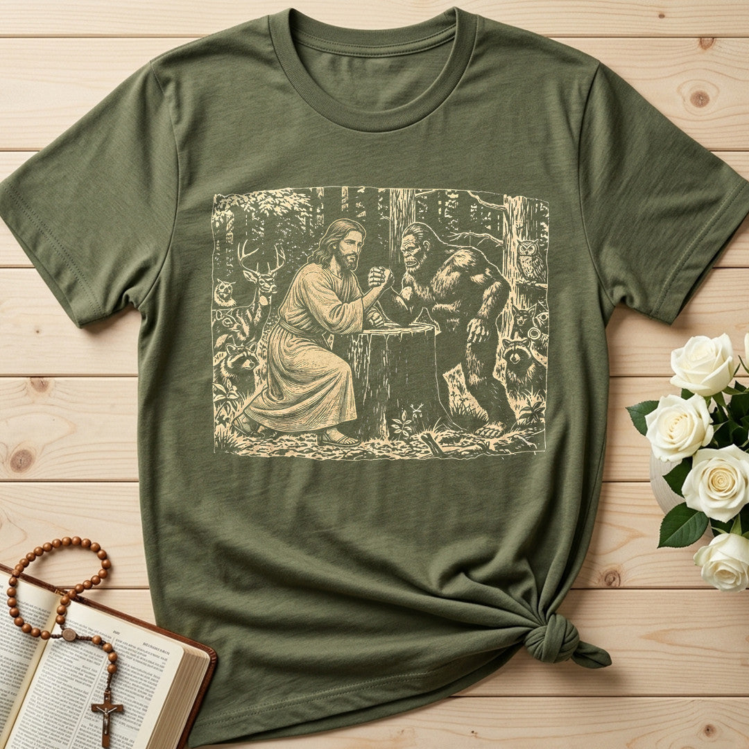 Jesus And Bigfoot Arm Wrestling 01