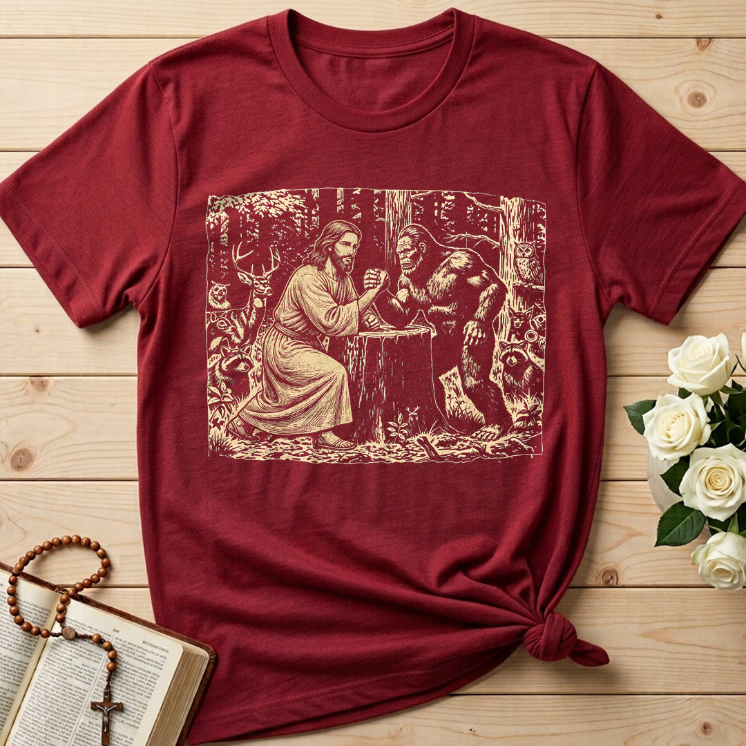 Jesus And Bigfoot Arm Wrestling 01
