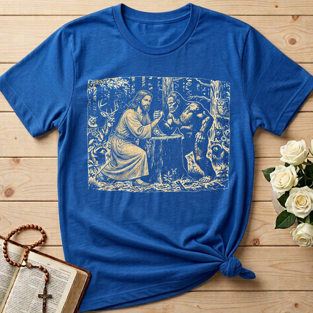 Jesus And Bigfoot Arm Wrestling 01