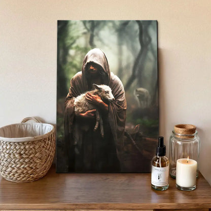 Jesus Carrying Lost Sheep Wall Art Canvas