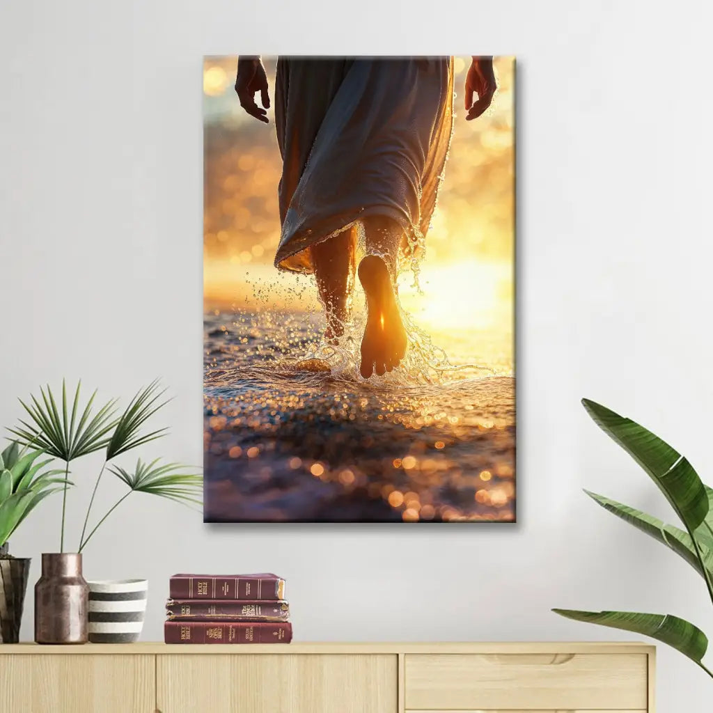Jesus Christ Walking on Water Christian Wall Art Canvas
