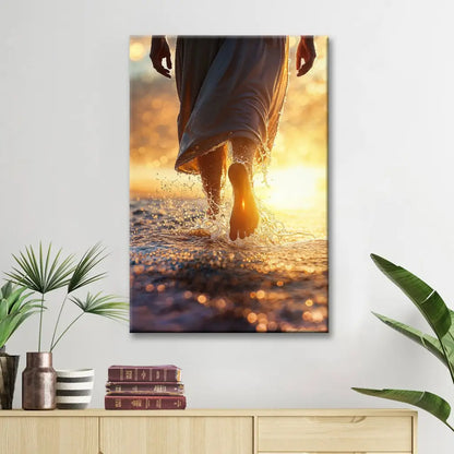 Jesus Christ Walking on Water Christian Wall Art Canvas