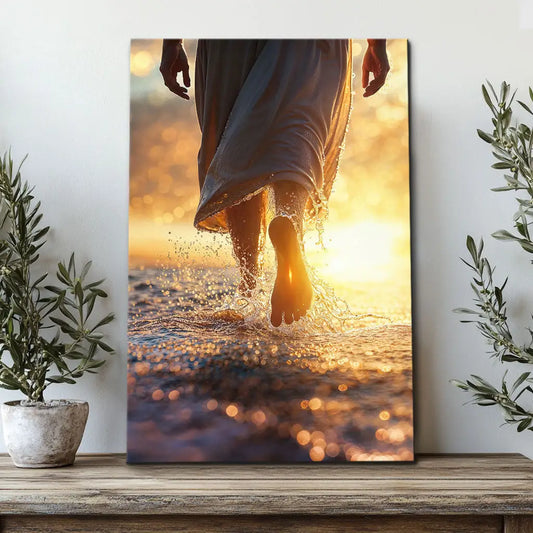 Jesus Christ Walking on Water Christian Wall Art Canvas