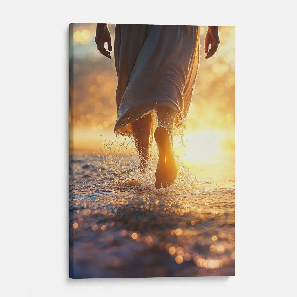 Jesus Christ Walking on Water Christian Wall Art Canvas