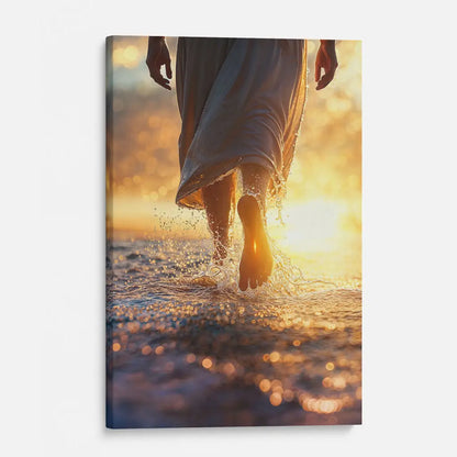 Jesus Christ Walking on Water Christian Wall Art Canvas