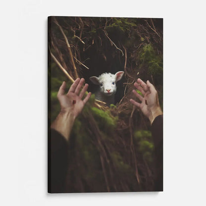 Jesus' Hand Reaching Out to Rescue a Lamb Wall Art Canvas