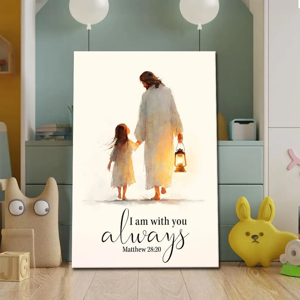 Jesus Holding Child’s Hand – I Am With You Always - Christian Wall Art Canvas