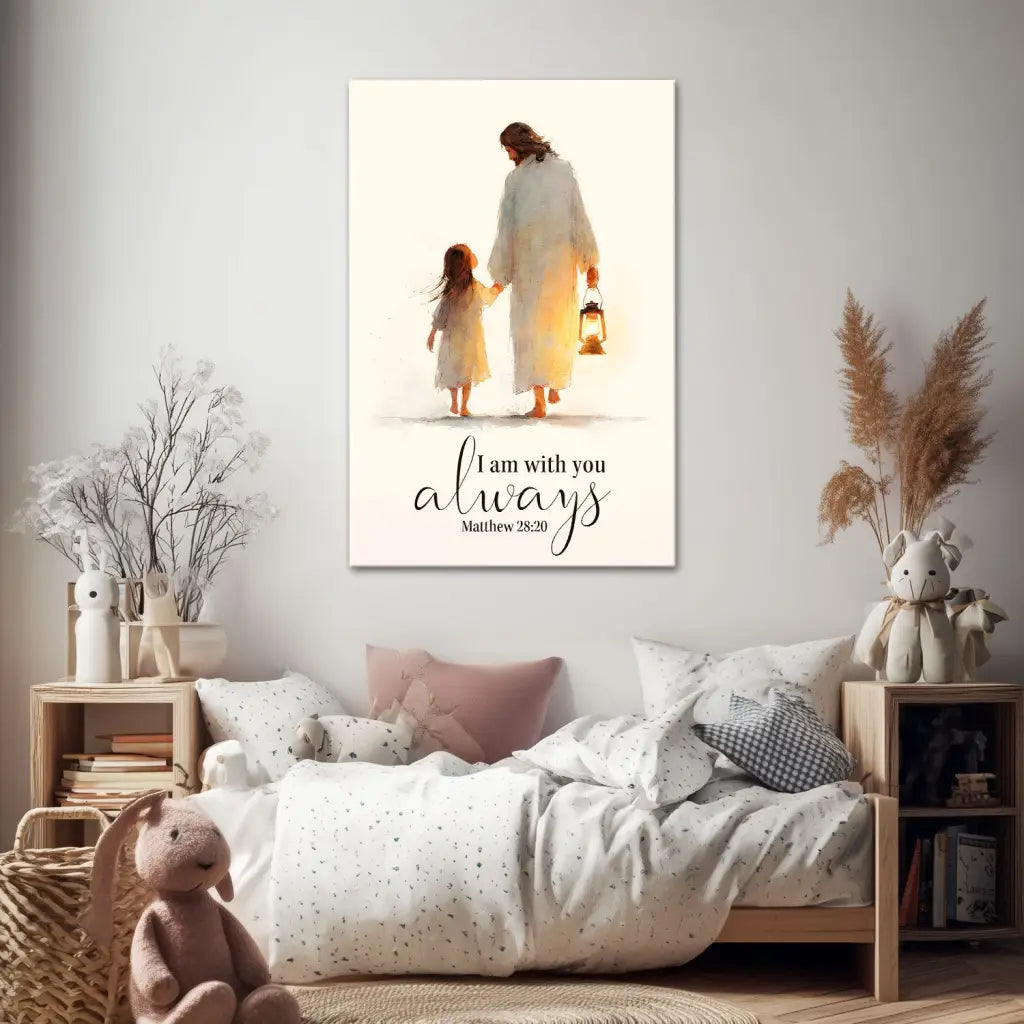 Jesus Holding Child’s Hand – I Am With You Always - Christian Wall Art Canvas