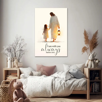 Jesus Holding Child’s Hand – I Am With You Always - Christian Wall Art Canvas