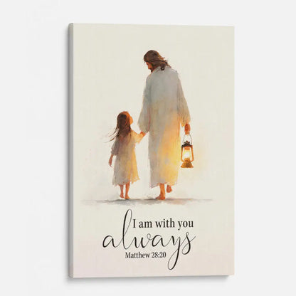 Jesus Holding Child’s Hand – I Am With You Always - Christian Wall Art Canvas