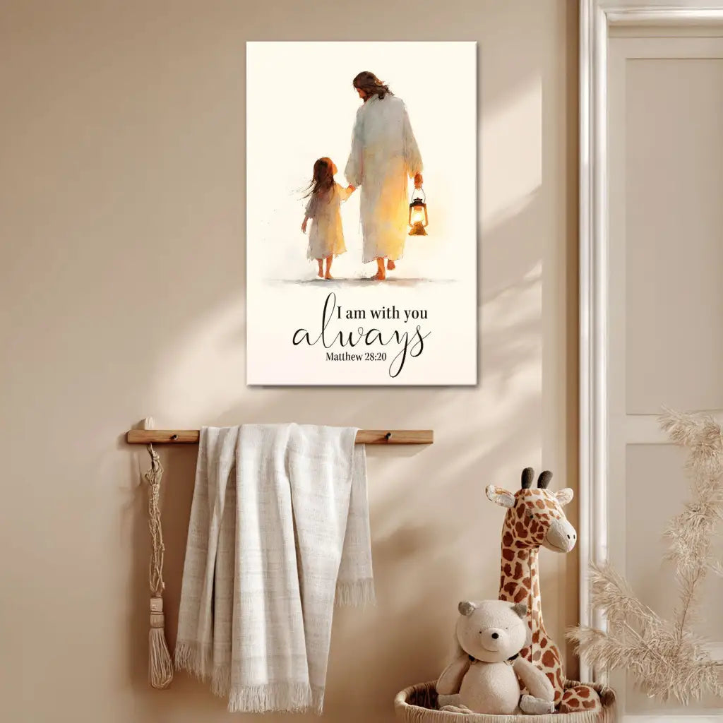 Jesus Holding Child’s Hand – I Am With You Always - Christian Wall Art Canvas
