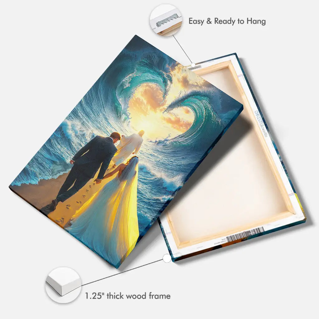 Jesus Leading a Married Couple Through Parted Sea Wall Art Canvas