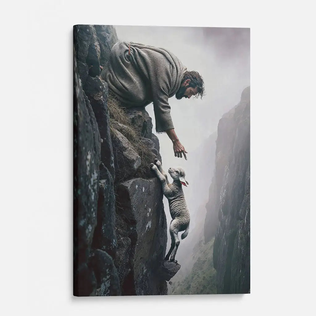 Jesus Reaching For A Lost Sheep Wall Art Canvas