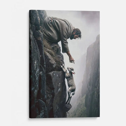 Jesus Reaching For A Lost Sheep Wall Art Canvas