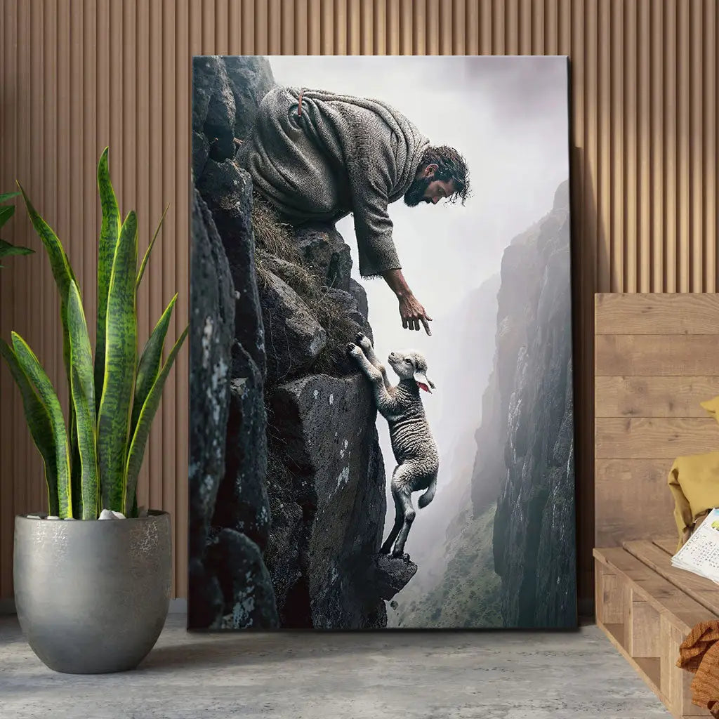 Jesus Reaching For A Lost Sheep Wall Art Canvas