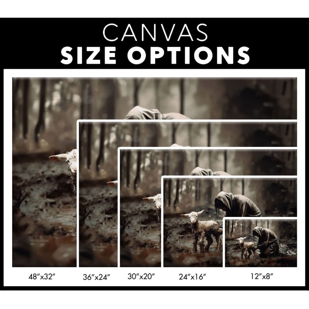 Jesus Rescues Lost Lamb Wall Art Canvas