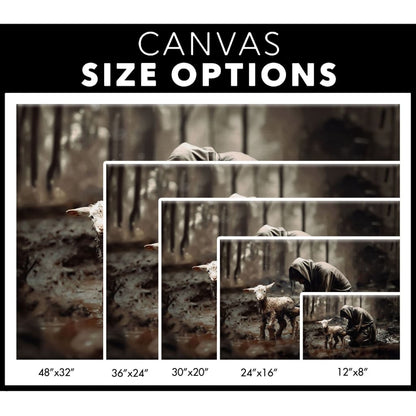 Jesus Rescues Lost Lamb Wall Art Canvas