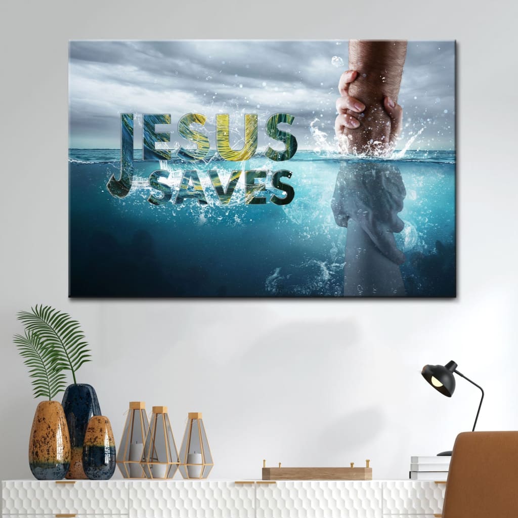 Christian Wall Art - Jesus Saves Canvas, Jesus Reaching Out His Hand
