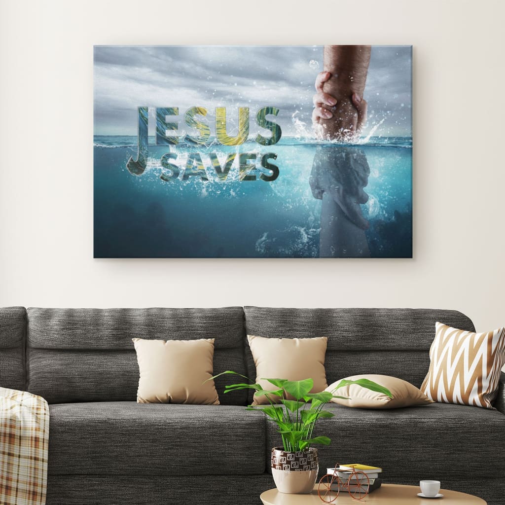 Christian Wall Art - Jesus Saves Canvas, Jesus Reaching Out His Hand