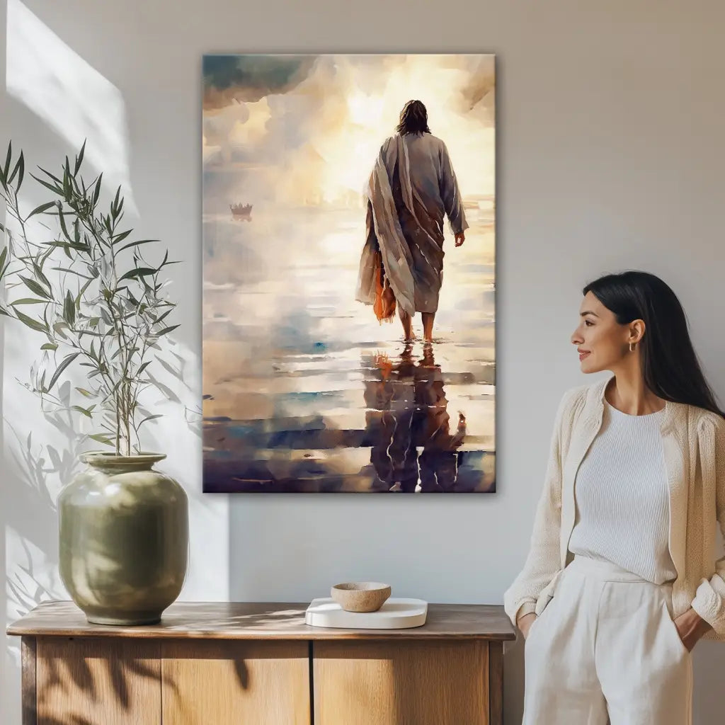 Jesus Walking on Water Wall Art Canvas Print