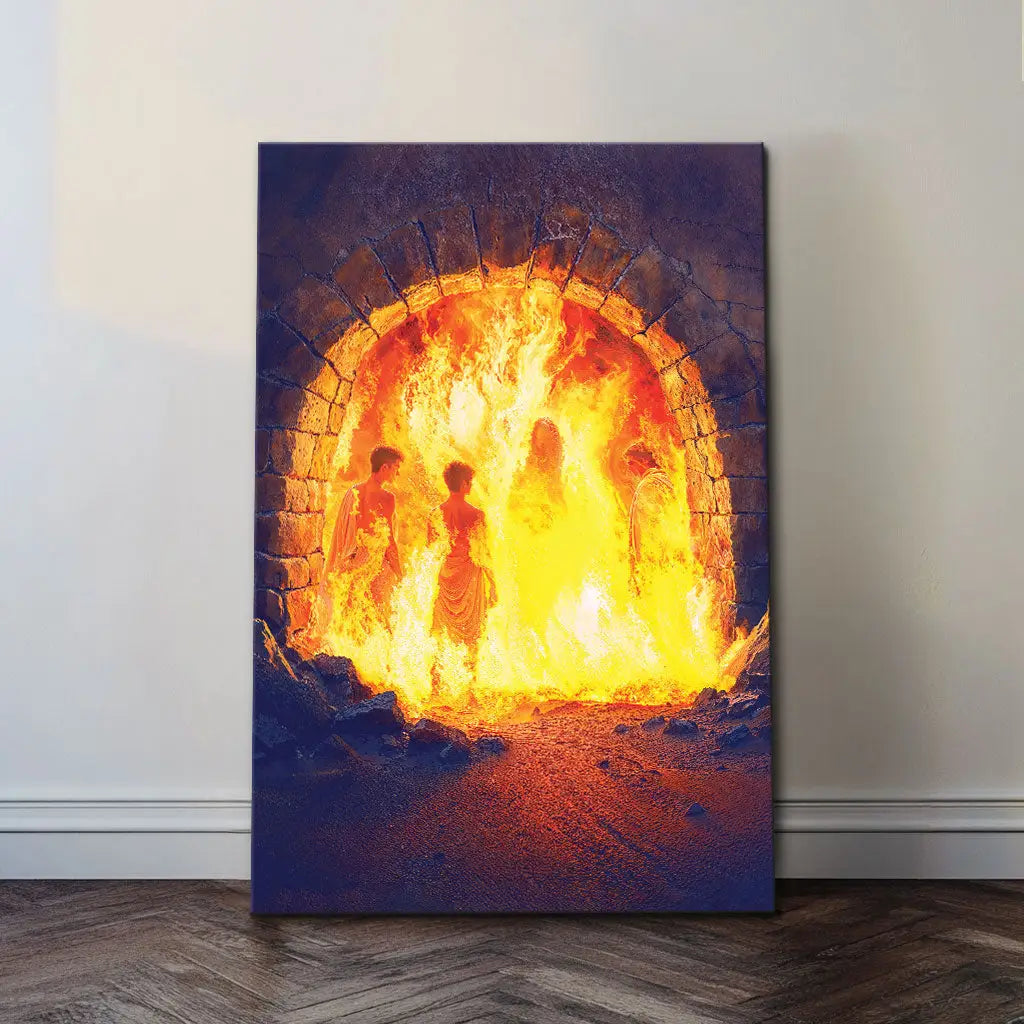 Jesus With The Three Hebrew Children in the Furnace Wall Art Canvas