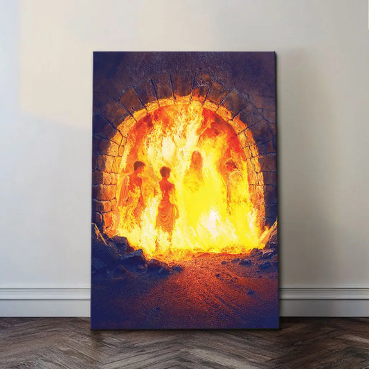 Jesus With The Three Hebrew Children in the Furnace Wall Art Canvas