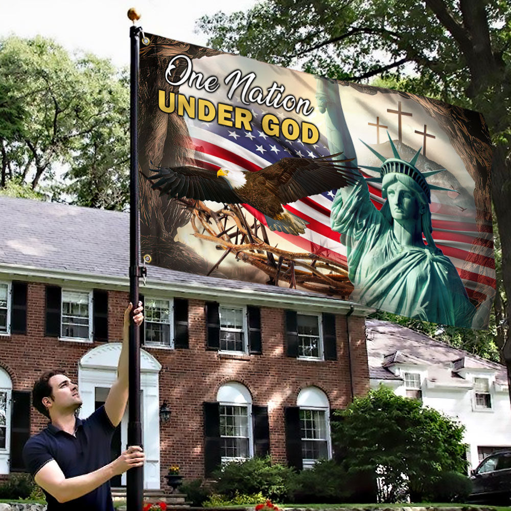 Christian Cross Grommet Flag One Nation Under God
