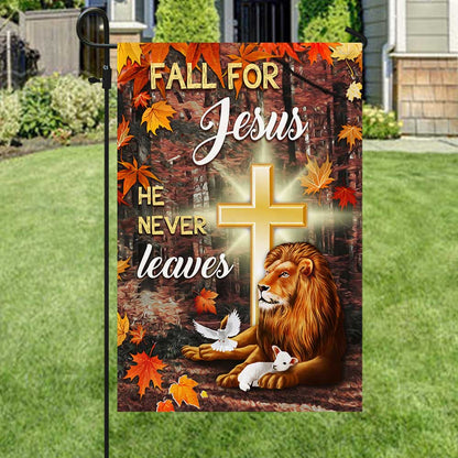Jesus Flag Fall For Jesus He Never Leaves God &amp; Lion 3-Day Shipping