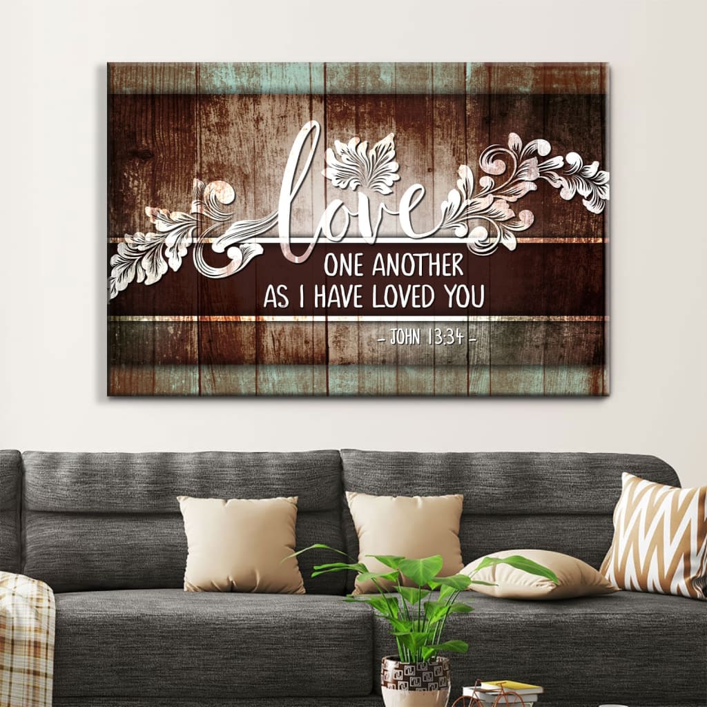 John 13:34 Love One Another, Bible Verse, Christian Wall Art Canvas