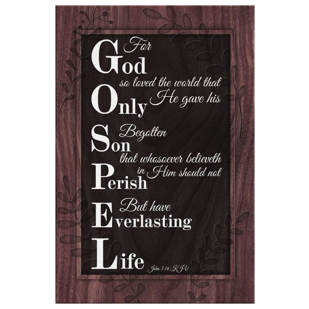 John 3:16 KJV For God So Loved The World, Rustic, Scripture Canvas Wall Art