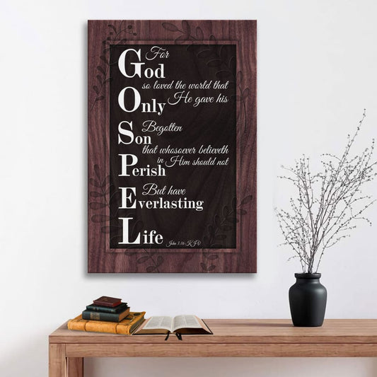 John 3:16 KJV For God So Loved The World, Rustic, Scripture Canvas Wall Art