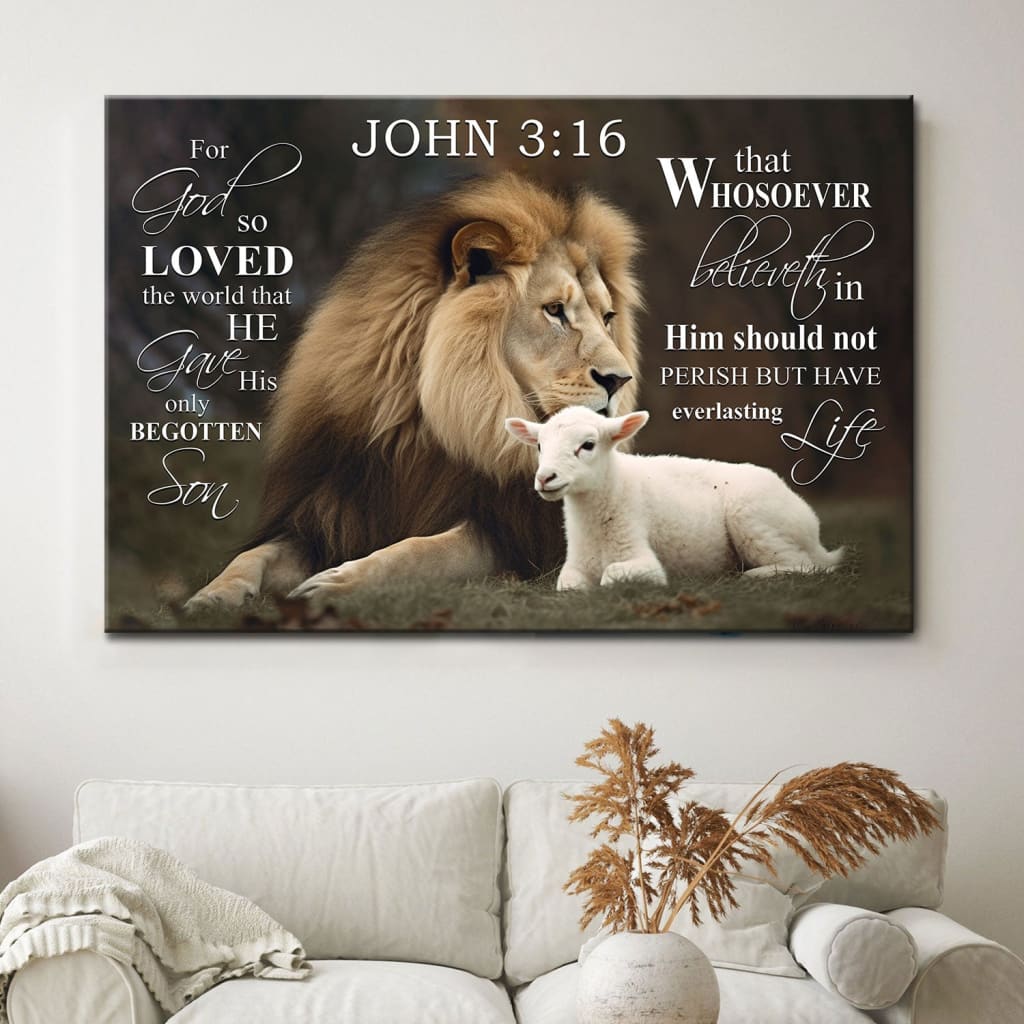 John 3:16 Wall Art: For God So Loved The World John 3:16 KJV Canvas Print