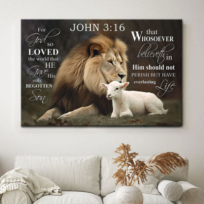 John 3:16 Wall Art: For God So Loved The World John 3:16 KJV Canvas Print