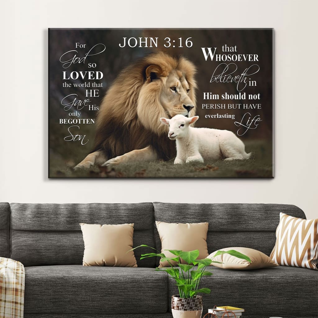 John 3:16 Wall Art: For God So Loved The World John 3:16 KJV Canvas Print