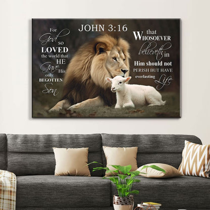 John 3:16 Wall Art: For God So Loved The World John 3:16 KJV Canvas Print