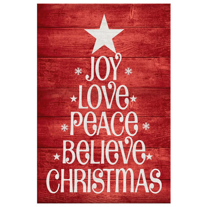 Joy Love Peace Believe Christmas Wall Art Canvas, Christian Christmas Gifts