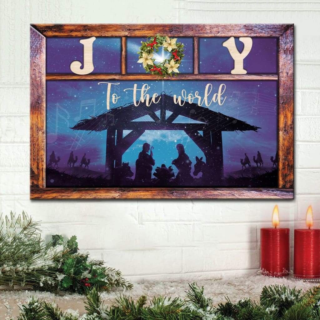 Joy To The World, Jesus Born, Christmas Wall Art Canvas