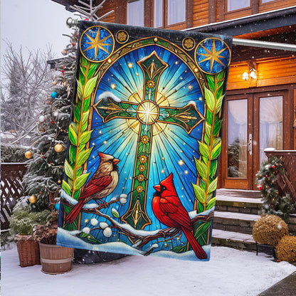 Cardinal Christian Cross Christmas Flag - Faith-Inspired Holiday Gift & Décor  - 3-Day Shipping
