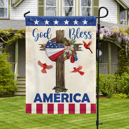 Flagwix American Flag - Christian Cross American Wreath God Bless America Flag