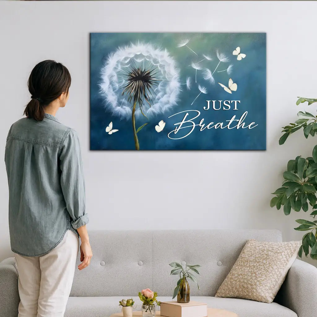 Just Breathe Wall Art Canvas, Christian Wall Art