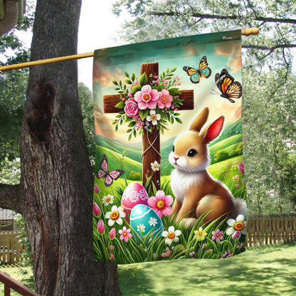 Easter Rabbit Bunny Christian Cross Happy Easter Flag
