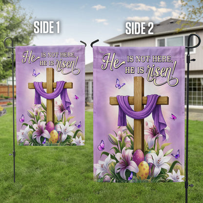 Easter Cross and Lily Flag He Is Not Here He Is Risen Flag