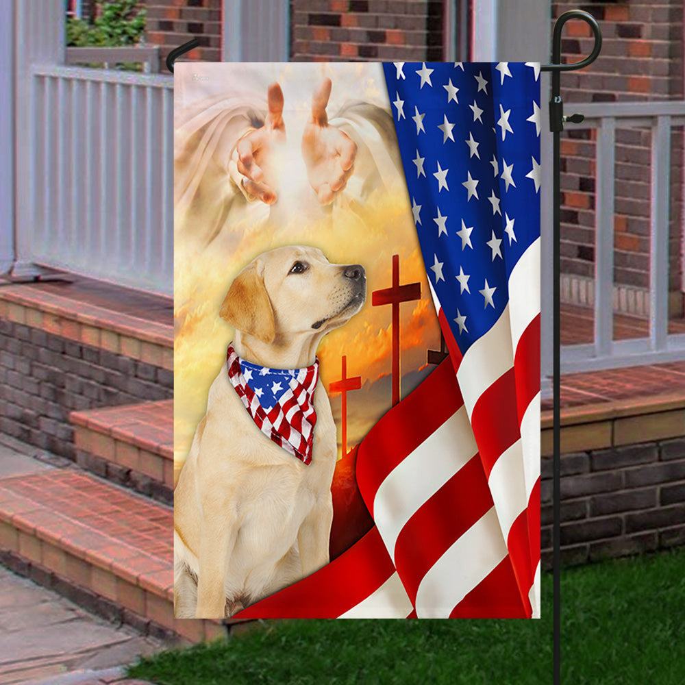 Yellow Lab Flag Labrador Retriever dog And Jesus US Flag
