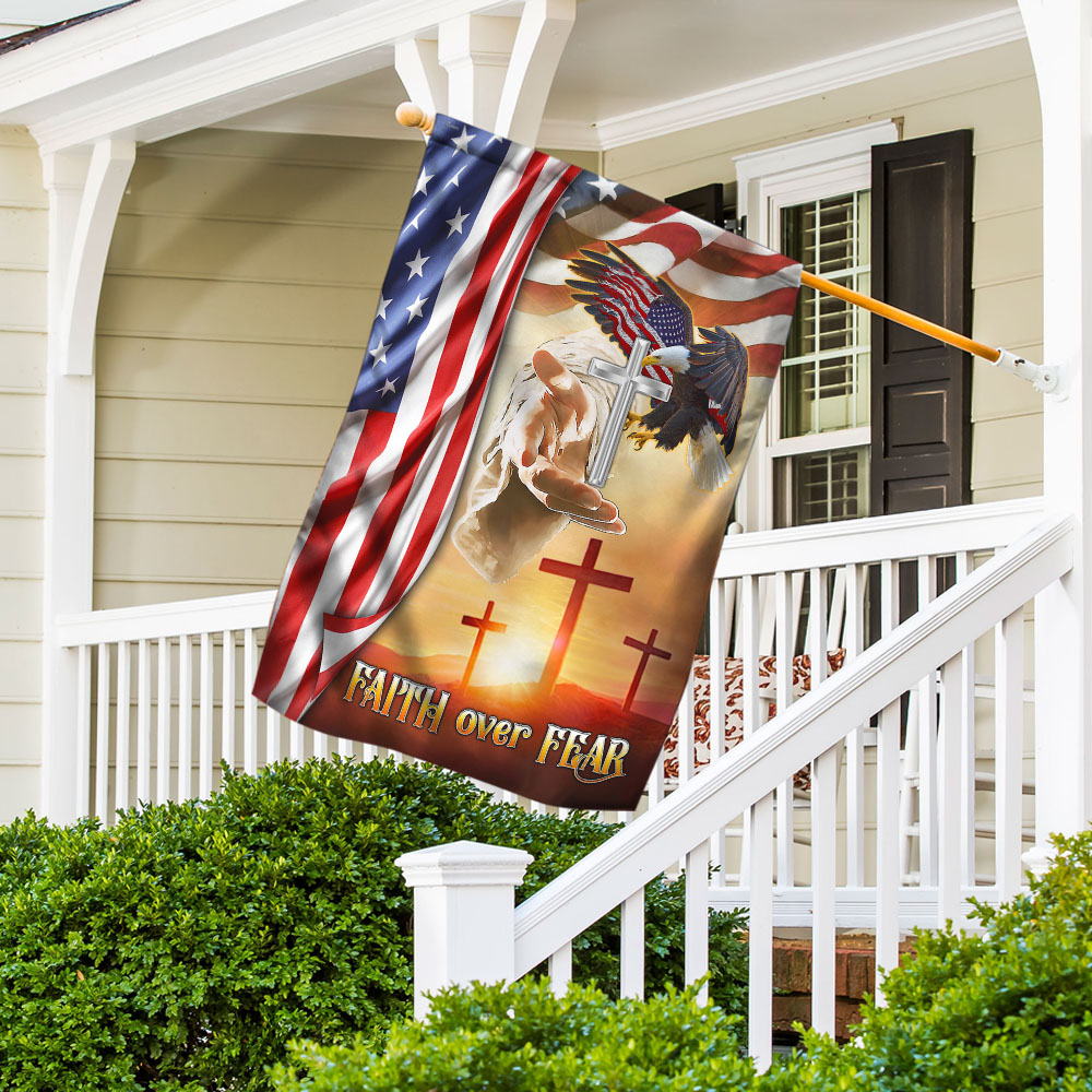 Faith Over Fear Jesus Cross Flag