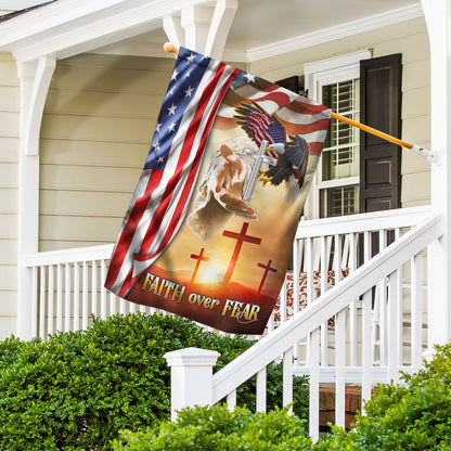 Faith Over Fear Jesus Cross Flag