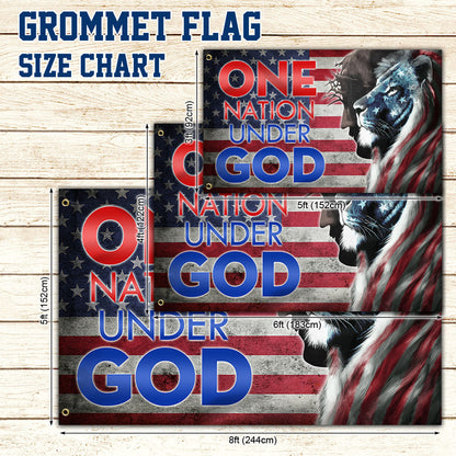 Lion King Jesus Christ Grommet Flag One Nation Under God